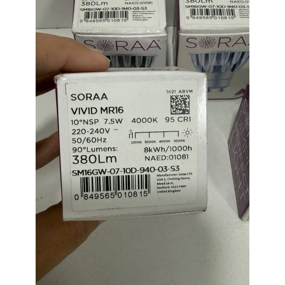 Soraa Vivid MR16-GU10 LED Bulb‎ - Silver SM16GW-07-10D 940-03 S3 4000k Lot Of 5